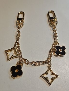 Gold Tone Brown Flower Charm Chain Accessory